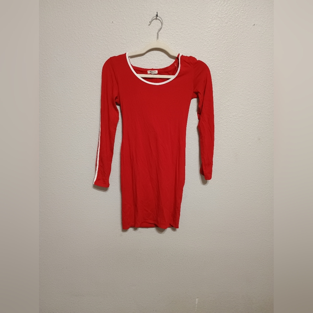 Heart Hips Red Dress with White Accents